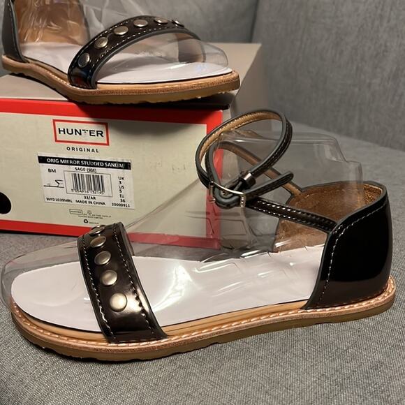 Hunter women’s original mirror studded metallic sandals size 5 - Picture 4 of 8